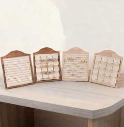 Beige Walnut-Style Vertical Jewelry Display Stand Earrings riing Display Tray Stud Earrings Holder Jewelry showcase Rack