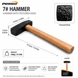 PHYHOO Professional Metal Texture Hammer for Jewelry Making Premium High Carbon Steel Texturing Craftsmith Tool with Wood Handle