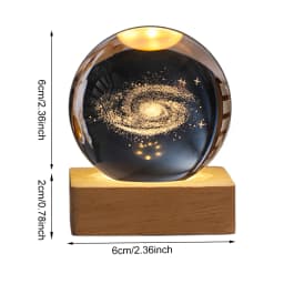 Unique 3D Crystal Ball Night Light Led Lamp Bedside Table Glowing Galaxy Lamp Saturn Planets Moon Children Christmas Gift Toy