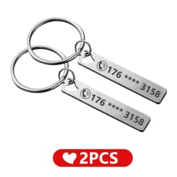 Stainless Steel Anti-lost  Customized Phone Number Key Chain for Women Men Personalized Laser Engraved Names  Bar Key Ring