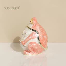 1pc Hand Painted Hinged Frog Trinket Jewelry Box Crystal Jeweled Small Cute Frog Animal Figurines Collectible