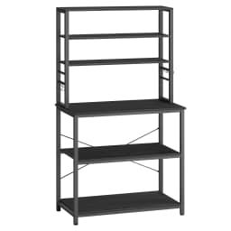 VASAGLE Kitchen Storage Rack, Coffee Bar, Baker’s Rack, Total 6 Shelves and 6 Hooks, for Microwave, Steel Frame, Industrial