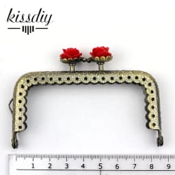KISSDIY 10pcs 8.5CM Rose Head Pattern Purse Frame Antique Bronze Square Shape Bag Kiss Clasp Lace Metal DIY Bag Accessories