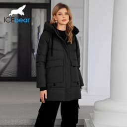 ICEbear Women's Winter Padded Jacket 2024 Hooded Zipper Warm Stylish Coat GWD3781I