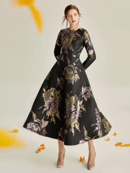 DEVCHATA Women's Casual Summer Jacquard Maxi Dress Boho Floral Party Evening Elegant Long A-Line Dress