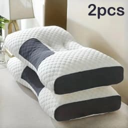 2pcs Massage Neck Pillows Adjustable Ergonomic Orthopedic Contour Support, High-Quality Pillow Core, All-Season Sleeping Comfort