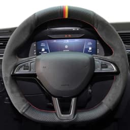Anti-Slip Genuine Leather Suede Braid Car Steering Wheel Cover For Skoda Citigo Roomster Fabia Octavia Superb Karoq Rapid