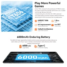 Teclast P30T Case Tablet 10.1" Dispaly Unisoc T606 8 Cores 4GB (+8GB Virtual) 128GB 6000mAh Battery Android 14 Tablets L1 Wifi6