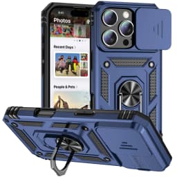 Ring Stand Rotating Slide Camera Lens Military Grade Armor Case for iPhone 17 16 E 14 13 12 11 15 Pro Max Plus Mini Cover