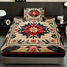 Exquisite Floral Print Fitted Sheet Set with 2 Pillowcases - High-Definition Printed Bed Sheets for Home And Dormitory