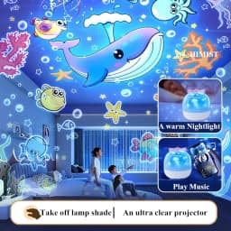 360° Rotate Night Light Galaxy Star Ocean Projector Lamp Kids Room 21 Projection Films Light Romantic Girl's Gift Projector Lamp