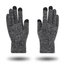 Winter Men Knitted Gloves Warm Full Fingers Touch Screen Anti-Slip Gloves for Cycling Running Driving Hiking Camping Work Mitten