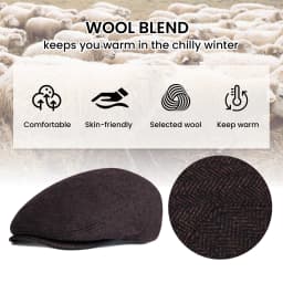 JANGOUL Herringbone Flat Ivy Newsboy Cap for Men Boston Irish Hat Classic Wool Blend Tweed Cabbie Outdoor Driving Hat JGMZ630
