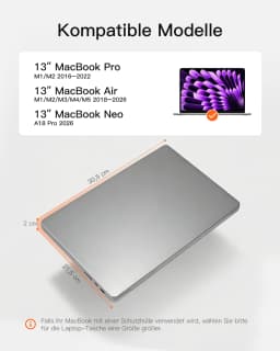 Inateck 360° protective laptop case, large-capacity sleeve compatible with 13" MacBook Air M4-M1 (2025-2018), 13" MacBook Pro M2/M1, LBT11
