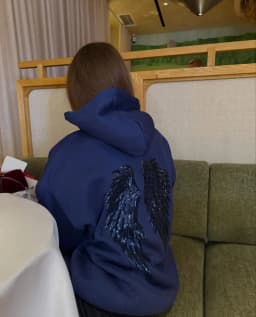 Shiny Wing Hip Hop Pattern Embroidery Aesthetic Hoodies Y2k Oversized Loose Clothes Pullover Sweatshirt Street Women Clothing