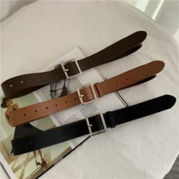 2024 PU Leather Belt for Women Square Buckle Pin Buckle Jeans Black Belt Chic Luxury Brand Ladies Y2k Belt Female Waistband
