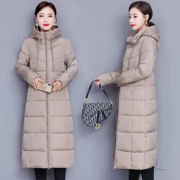 Winter 2023 New Down Cotton-Padded Jacket Long Loose Fashion Coat Thickened Outerwear Warm Zipper Hooded Solid Color Overcoat