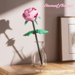 KNEW BUILT 3D Rose Building Blocks Toys-Everlasting Love,Perfect Valentine's Gift ,DIY Flower Home/Desk Decor,Simple Assembly