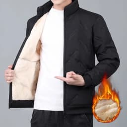 Men's Thickened Lamb Velvet Cotton Jacket Windproof Waterproof Warm Workwear Casual Style Long Sleeve Stand Collar Coat