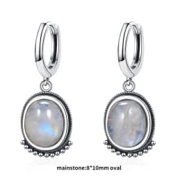New Elegant Natural Kyanite S925 Silver Drop Earrings for Women Vintage Jewelry Wedding Engagement Hoop Earrings Gifts