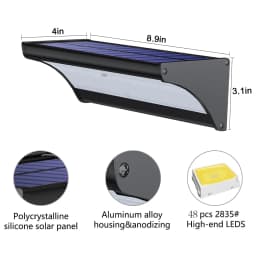 60/48Led Outdoor Solar Wall Light Solar Flood Lights Motion Sensor Waterproof Wall Lamp Metal Housing 1100LM for Garden Lighting