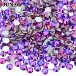 JUNAO 100 Gross Wholesale SS6 8 10 12 16 20 30 AB Glass Rhinestone Bulk Flatback Crystals Round Nail Strass Stone For DIY