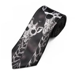 Men's Smooth Soft Polyester 8cm Tie Vintage Cute Giraffe Cat Vegetable Reindeer Pattern Printed Wedding Party Accessory Gift