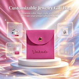 100pcs Soft Microfiber Jewellery Pouches Half Circle Snap Flap Custom Logo Suede Button Bag For Earring Ring Jewelry Packaging