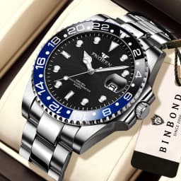 BINBOND Quartz Watches For Couples And Friends Orginal Design Auto Date Stainless Steel Durable Men's Watch Luxury Reloj