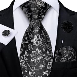 Floral Pink Ties For Men Wedding Party Man Tie Handkerchief Brooch Cufflinks Set Men Accessories Gravata