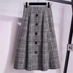 Large Size Women's Autumn Winter Elastic Waist A-line Skirt Woman Skirts Faldas Jupe Korean Retro Plaid Mid-Long Skirts Size 4XL