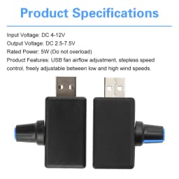 DC 4-12V 5W Mini USB Fan Speed Controller Airflow Regulator Quiet Low Noise Portable Multi-Speed Adjustable Module