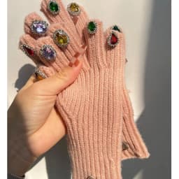 Women's Sparkle Glitter Gloves Touchscreen Winter Gloves with Rhinestones Warm Knit Mittens