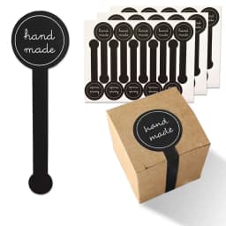 100pcs Round Head Black Handmade Goods Label Tag Self-adhesive Sticker for Baking Cake Fruit Box DIY Decoration Package Supplier