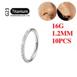 10PCS G23 Titanium Lip Hinged Earrings Hoop Round Tragus Cartilage Helix Segment Ear Nose Ring Body Piercing Jewelry
