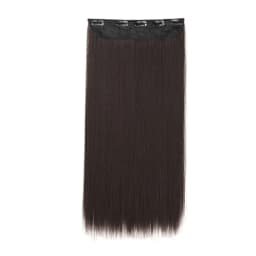 24Inch Synthetic Long Straight 5 Clips One Piece Invisible Hair Extensions Black Brown Hairpiece for Women