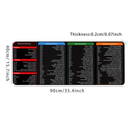 French Excel Shortcuts Pattern Large Mouse Pad Office Desk Mat Computer Keyboard Pad Starters Gift for Office Workers Students