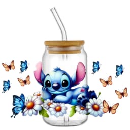 popular UV DTF 3D Cup Wrap Sticker Cute Cartoon blue Monster Design For 16oz Mugs DIY Durable Decal Transfer stickers