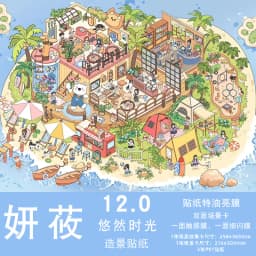 Plus Size Kawaii Planet Project Apocalypse Shelter 3D Cartoon Scene Stickers DIY Handmade Scrapbook Stacking Game Stickers