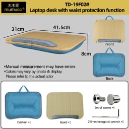 Mumucc's Laptop Desk With Lumbar Support & Accessories, Including A Detachable Tabletop, A Cushion Filled With Foam Particles