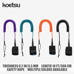 KOETSU SUP Paddle Board Leash 10FT 5.5 mm/0.22 in TPU Material Strong Cord with Ankle MAGIC TAPE Comfortable Secure Fit