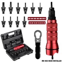 Riveting Machine Home Electric Rivet Nut Gun Adapter Metric M3 M4 M5 M6 M8 M10+Imperial 1/4-20 10-24 10-32 8-32 Riveting Tools