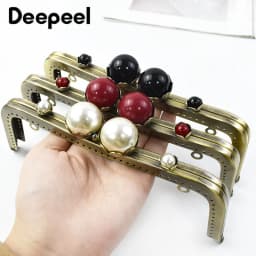 1/2Pcs 20cm Pearl Head Metal Purse Frame Bag Handle Kiss Clasp for Women HandBag Wallet Sewing Brackets DIY Bags Accessories