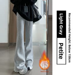 Pink High Waist Fleece Lined Flared Casual Pants Women's Autumn 2026 New Style Sporty Loose Fit Trousers Ladies Premium Casua...