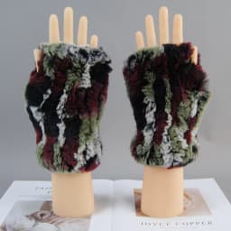 2026 New Fashion Real Rex Rabbit Fur Gloves Women Winter Genuine Fur Mittens Girl Fingerless Gloves Wrist Warmer Elastic Fluffy