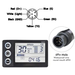 UART2 24V 36V 48V S866 Electric Bike LCD Display Meter E Scooter LCD Panel With USB UART For Mountain Electric Bike Parts (5PIN)