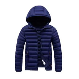 Mens Quilted Warm Parkas White Duck Down Padded Winter Jacket Hooded Mens Puffer Jacket Waterproof Lightweight Outdoor Outwear