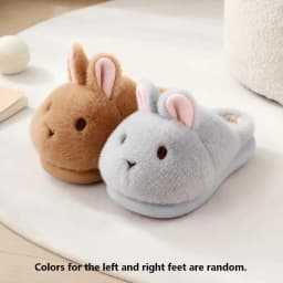 ZUOFU Cute Bunny Rabbit Fluffy Plush Slippers For Women Men Autumn Winter Non-Slip EVA Sole Indoor Warm Home Slippers