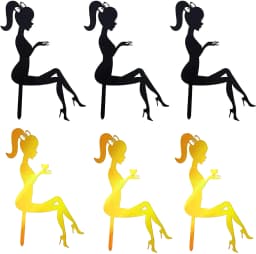 6PCS High Heel Girl Elegant Woman Silhouette Pattern Cake Topper Attractive Creative Cupcake Toppers Dessert Picks For Wedding