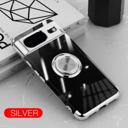 Slim Plating Clear Magnetic Phone Case for Google Pixel 9Pro 9 8Pro 8A 8 7Pro 7A 7 6A 5A Metal Ring Kickstand Cover